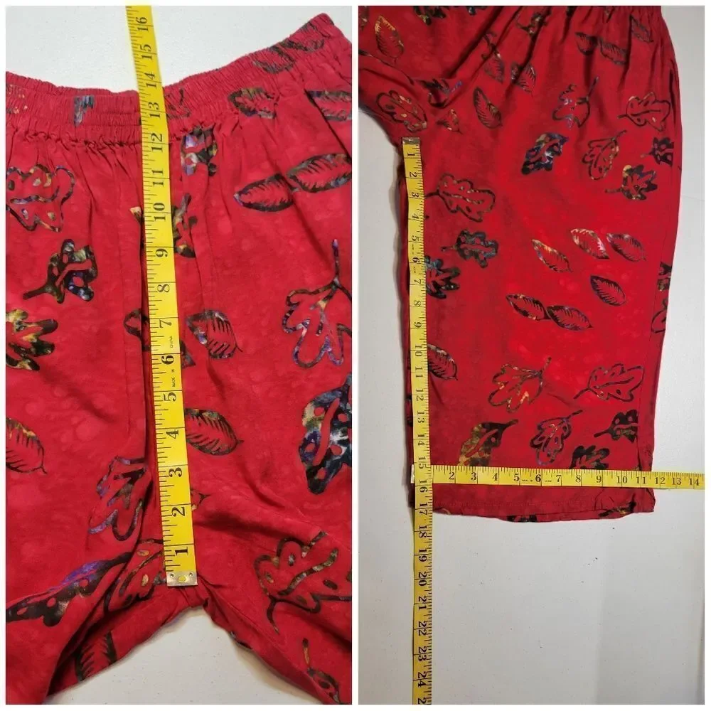 Young Fashion Vintage Red Patterned Culottes and Sleeveless Top Matching Set